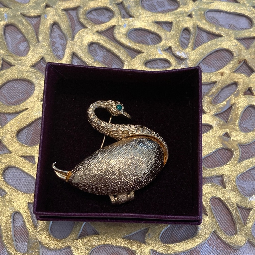 Vintage Solid Perfume Swan
